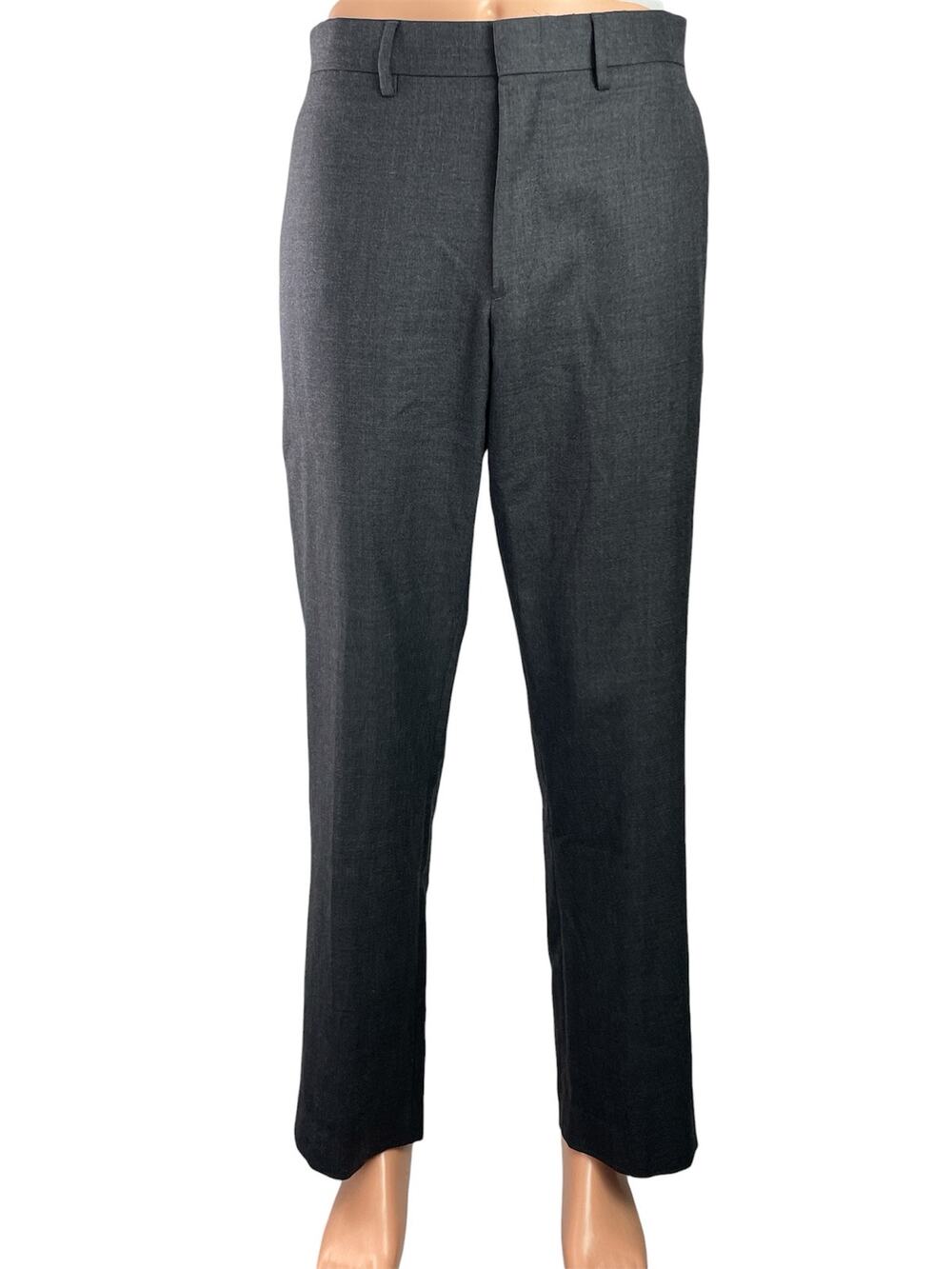 J.Crew Bowery Men's Gray High Waist Straight Leg Tailored Trousers Dress Pants L